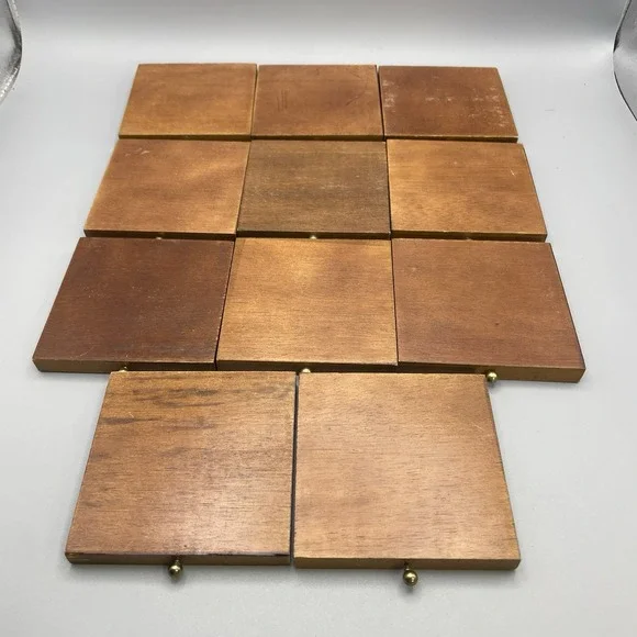 VTG (2) 70's Wine Press Wood And Cork Coaster Set Cork Screw Vice MCM Table Top - Picture 5 of 9